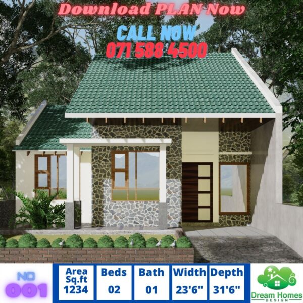 2 Bed Room House Plan low cost sri lanka